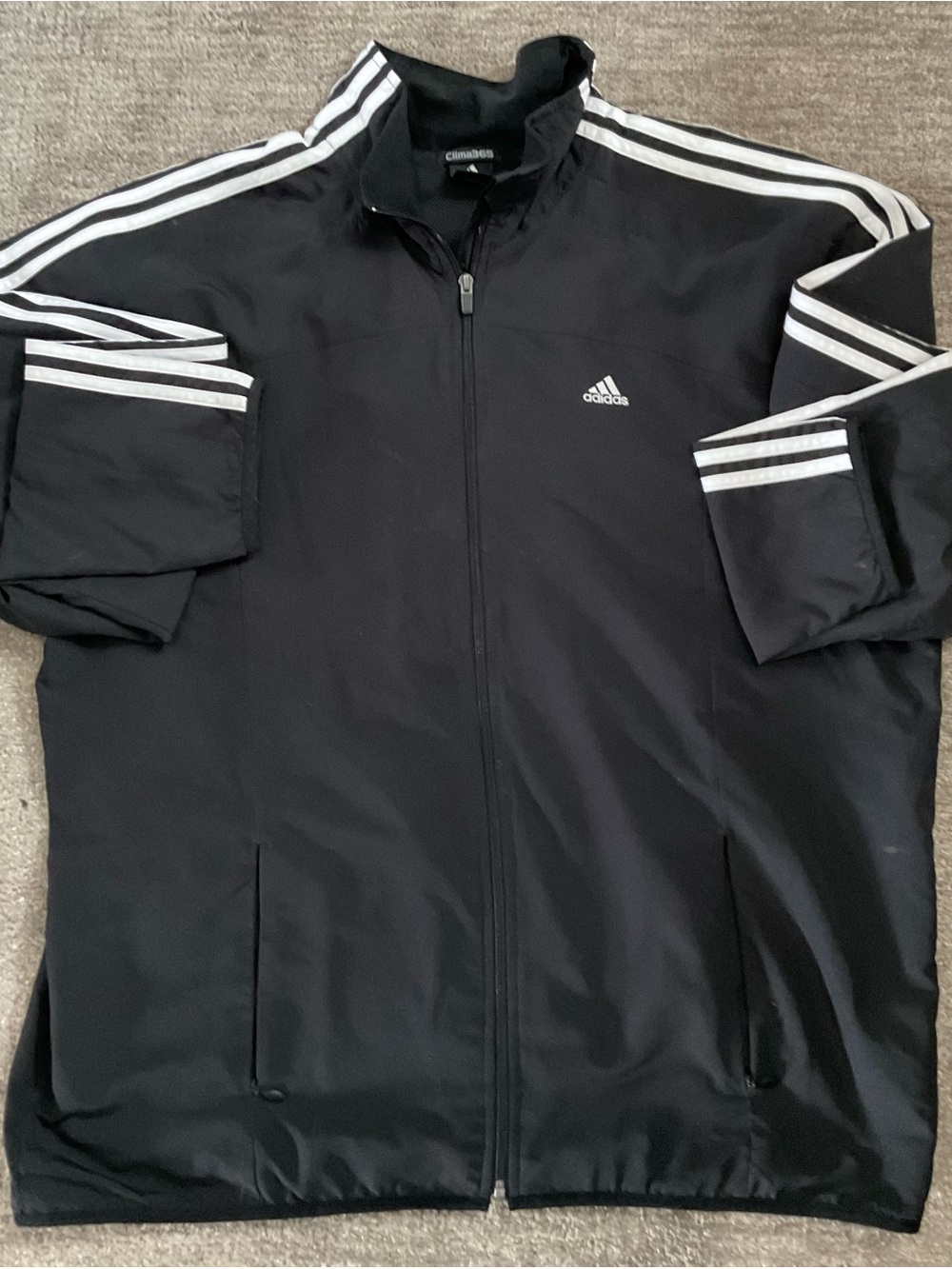 adidas Black Track Jacket with White Stripes 2000s